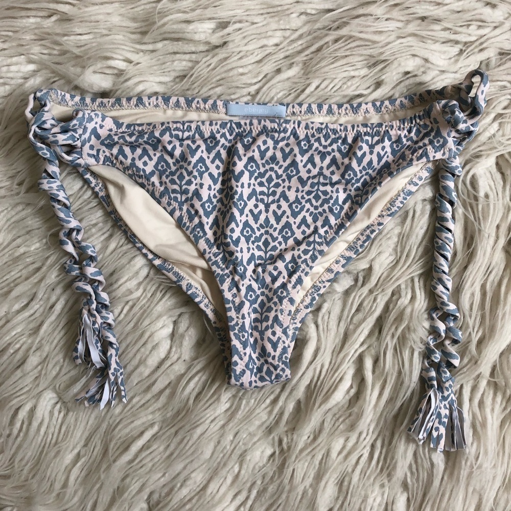 Eberjey Swim Bleached Blue Tesoro Jagger Printed Bikini Bottoms NWT Size L